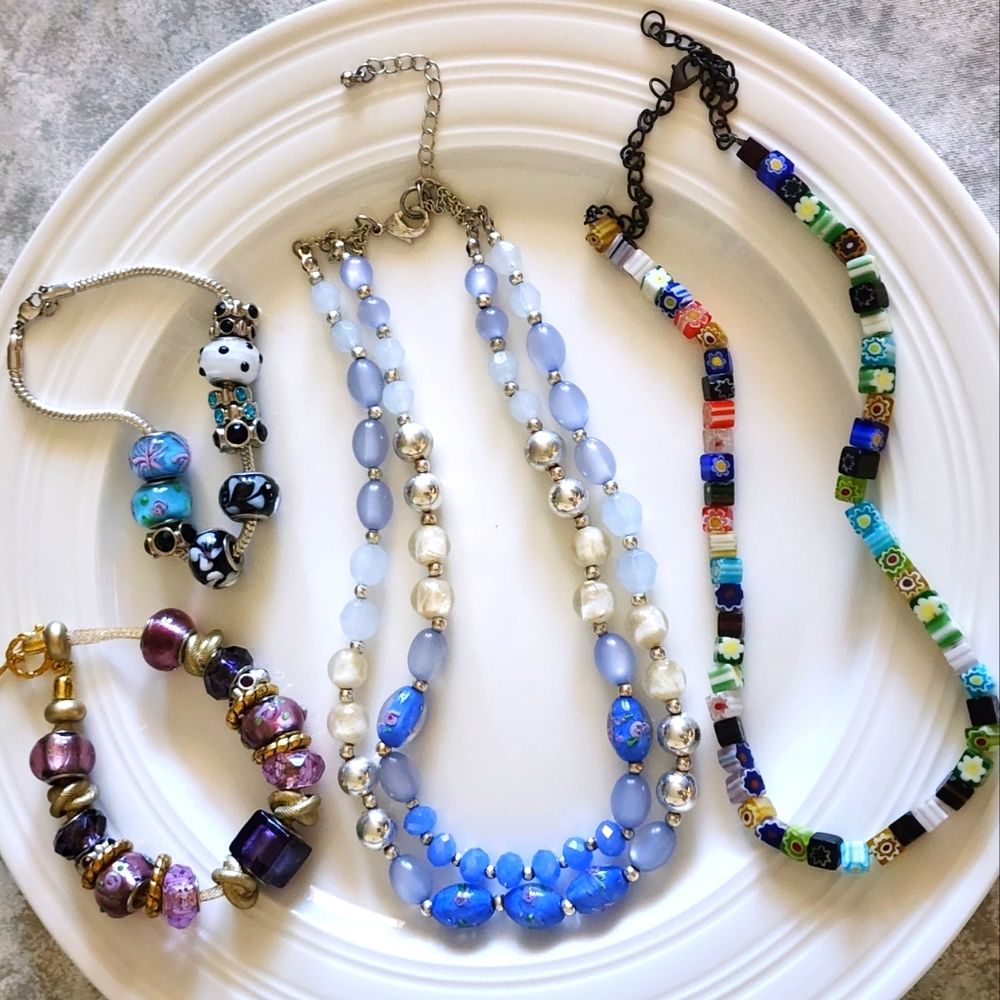 Murano Glass beads Necklace & bracelet bundle